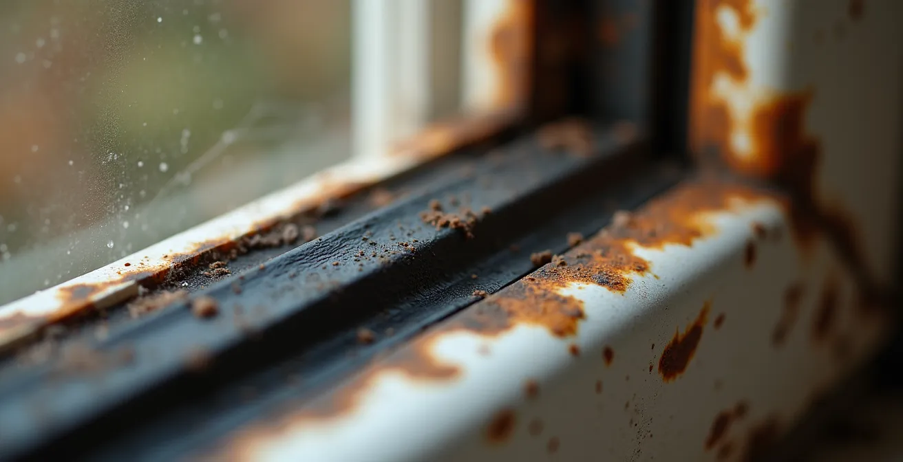 Main tenant une caméra thermique détectant les fuites de chaleur autour d'une fenêtre